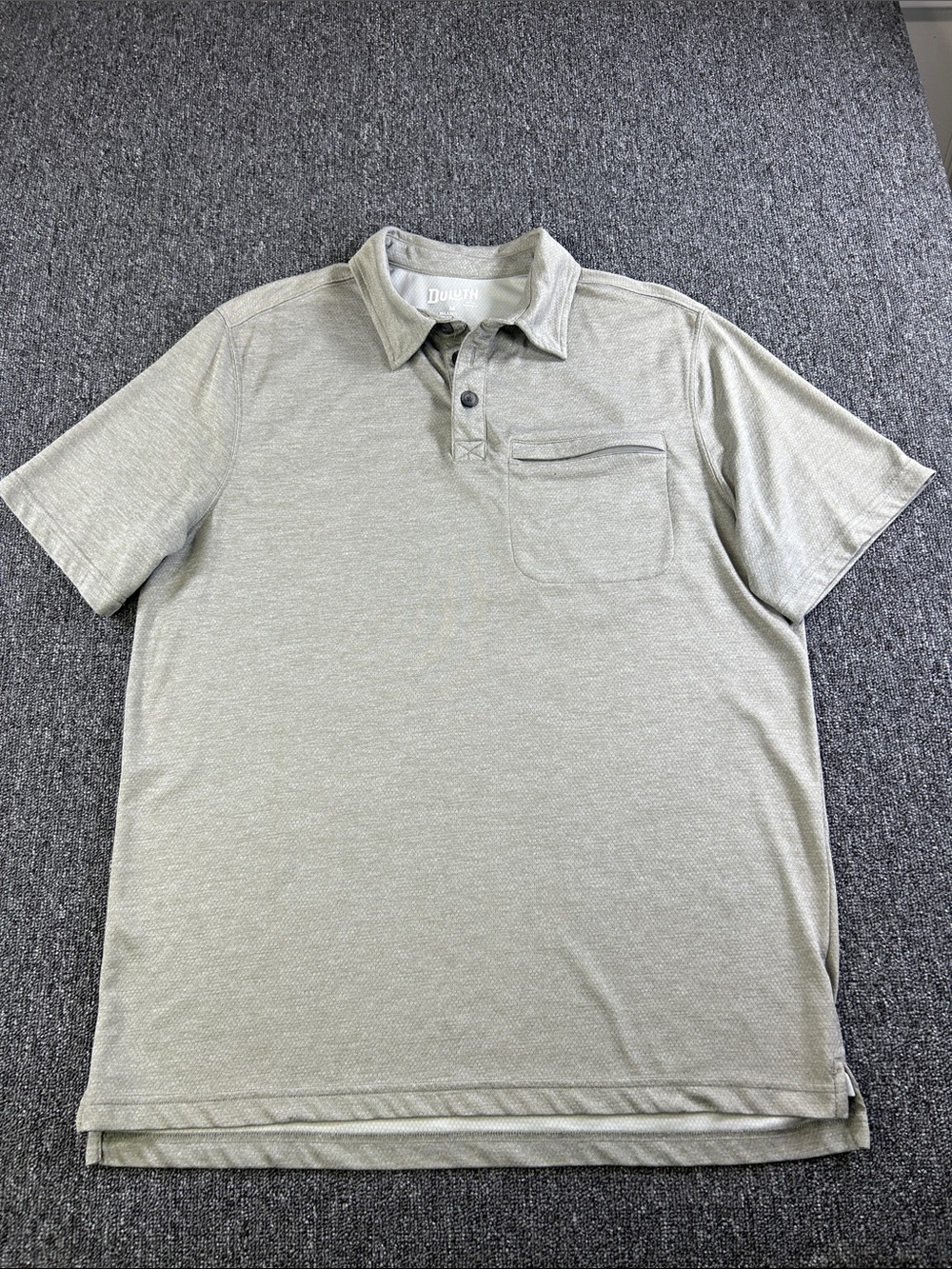 Duluth Trading Polo Shirt Men Medium Gray Performance Relaxed Fit Pocket